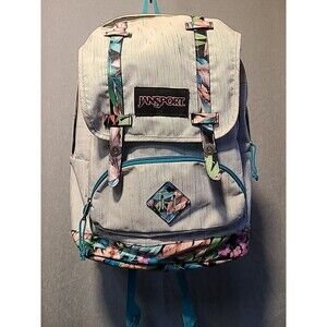 Vintage Jansport Vinly Straps & Bottom Tropical Theme Multi Pockets JS00T44A
